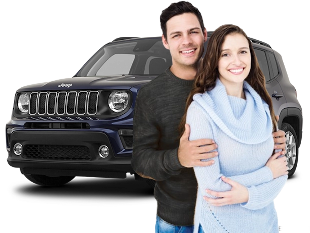 Couple with Jeep from Rent a car Thessaloniki Airport